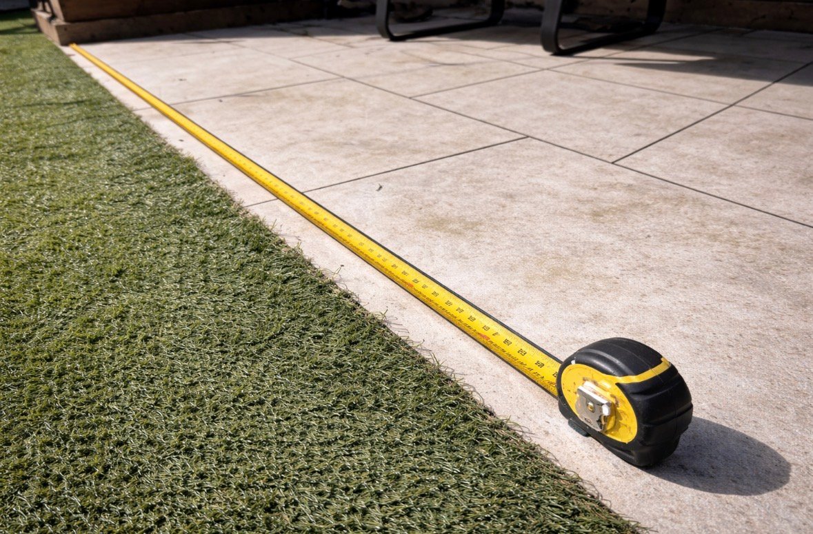 Measuring the full length of a glass balustrade installation