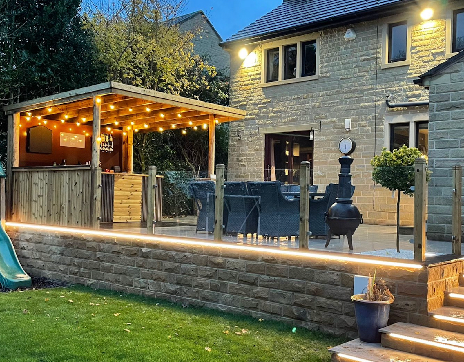 Glass balustrade posts installed with glass panels