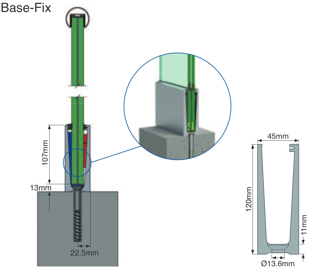 Frameless glass balustrade channel system installed on terrace