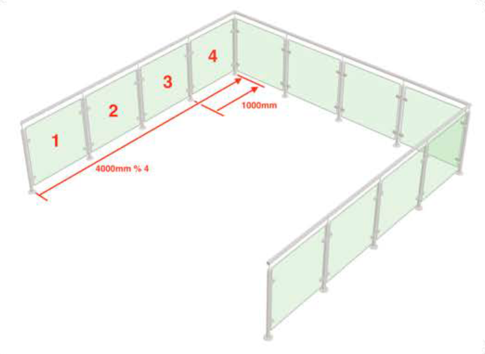 Positioning middle posts in a post and glass balustrade system