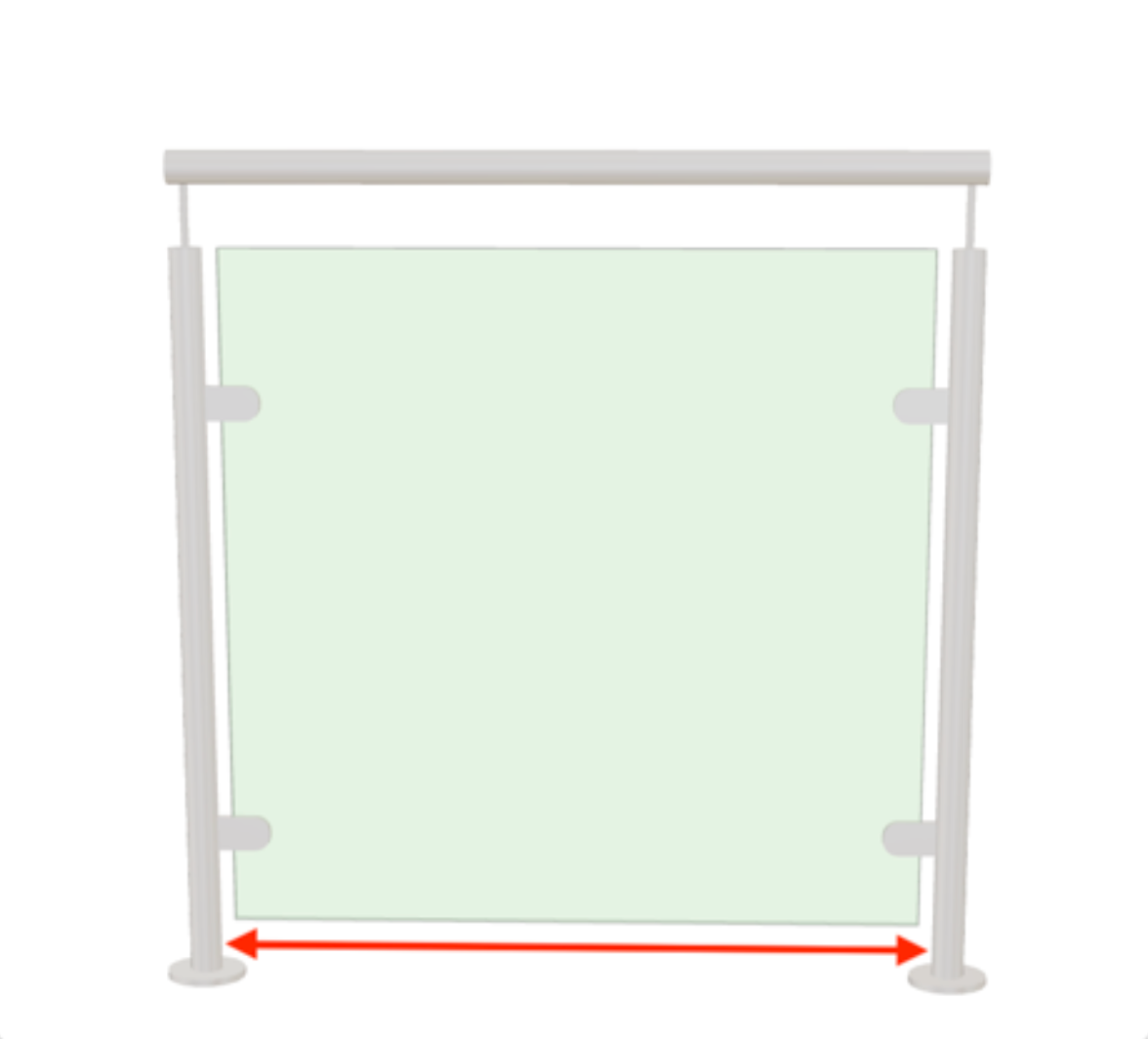 Measuring glass panels for a post and glass balustrade