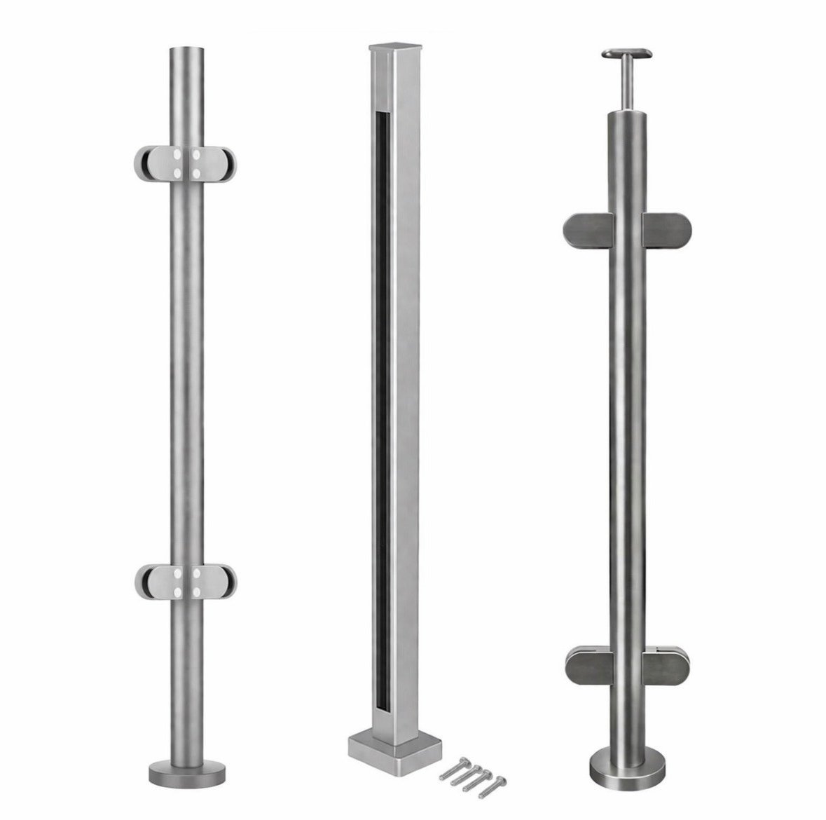 Stainless steel posts for post and glass balustrade