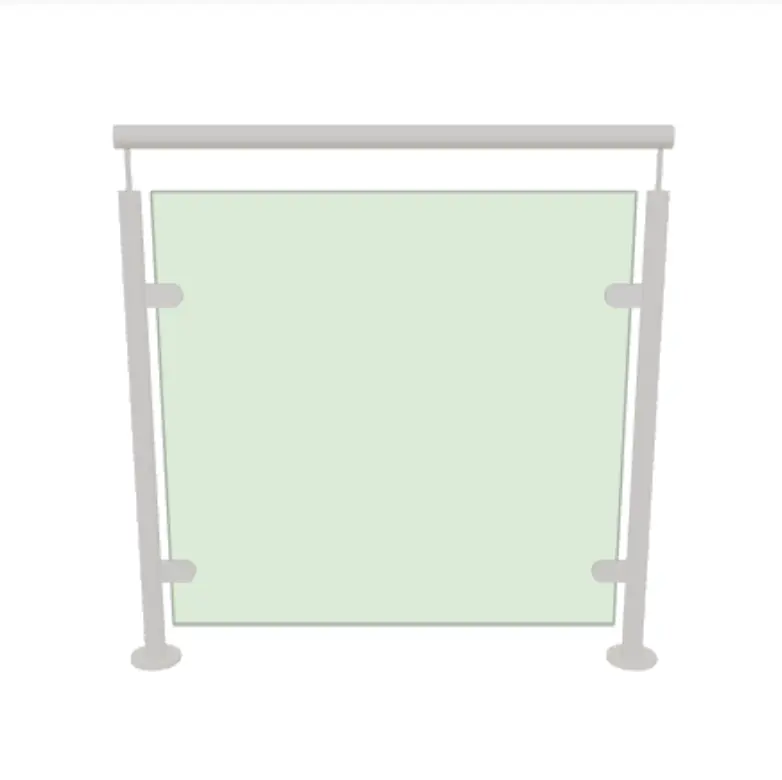 Post and glass balustrade with handrail