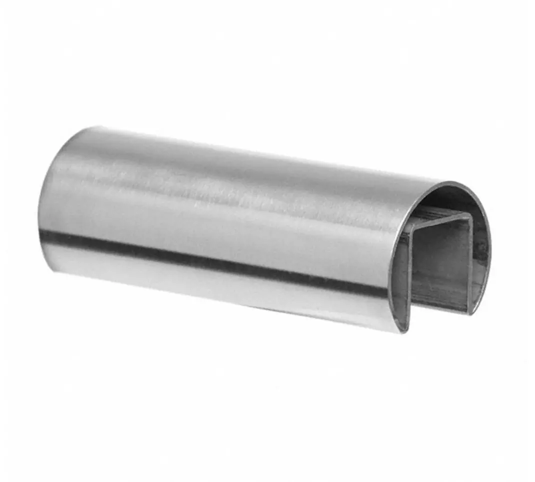 42.4mm slotted round handrail 5.8m satin stainless steel