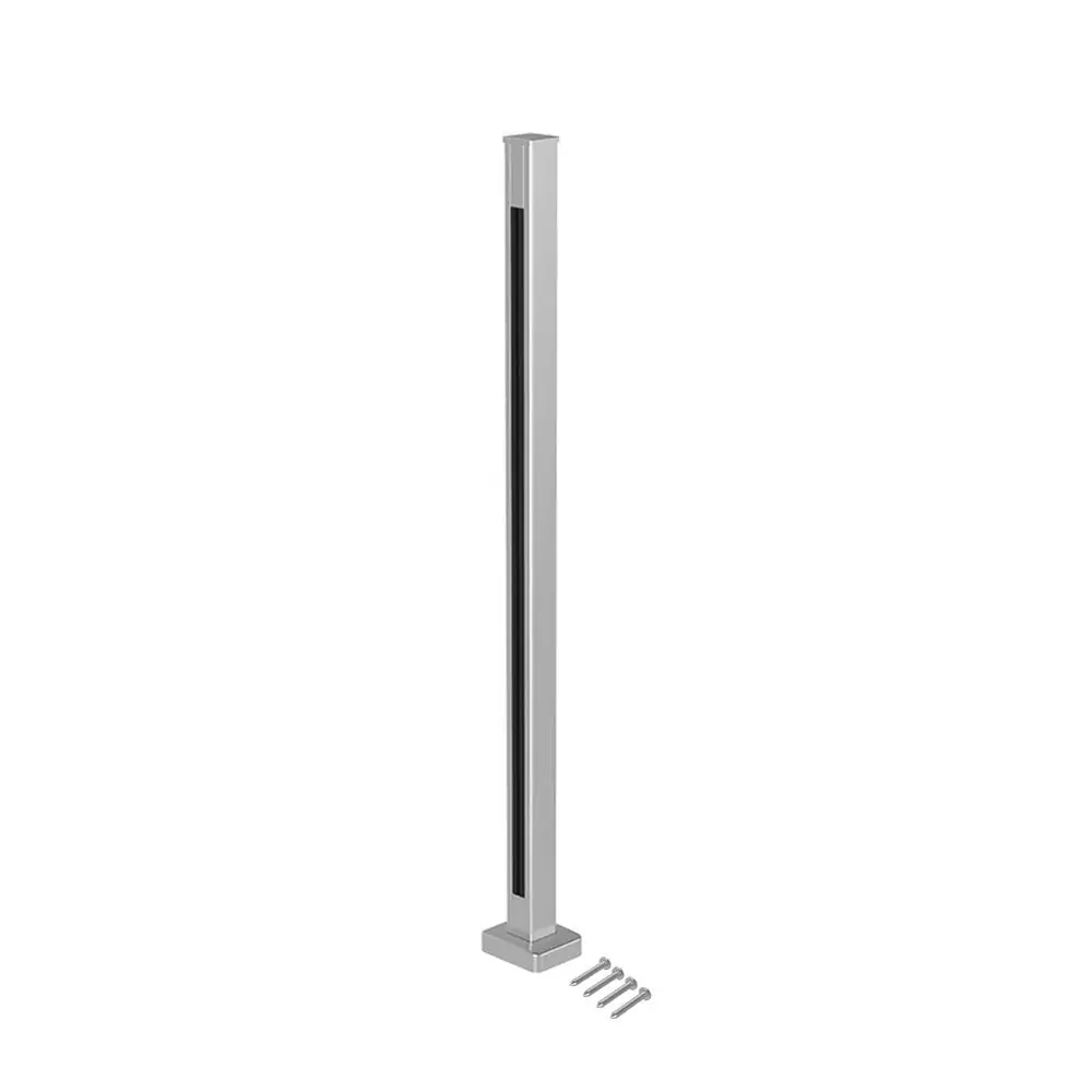 Square base fix corner post 1100mm satin anodised